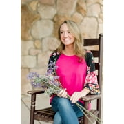 The Pioneer Woman 3/4 Sleeve Raglan Mixed Print Blouse, Womens