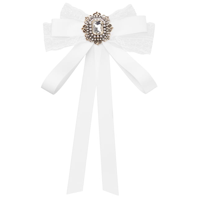 Broche de lazo de webbing largo de INSPIRE CHIC para mujeres blanco talla única