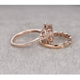 thumbnail image 3 of 2.25 Carat 6mm Round Cut Morganite Bridal Set with Diamond Moissanites Halo Style with 18k Gold Plating, 3 of 5