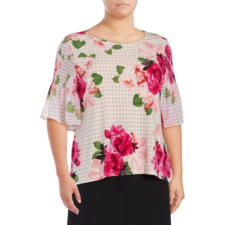 Calvin Klein Floral Print Flutter Sleeve Top Walmart