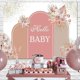 thumbnail image 4 of Fondo de baby shower personalizado en rosa empolvado, decoraciones bohemias para baby shower, pancarta floral con diseño de pampas en marrón ruborizado, fondo de fotografía para niños y niñas,, 4 of 8