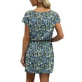 thumbnail image 2 of Qaspx Summer Dresses for Women V Neck Casual T-shirt Dresses Tie Waist Mini Dress with Pockets, 2 of 5