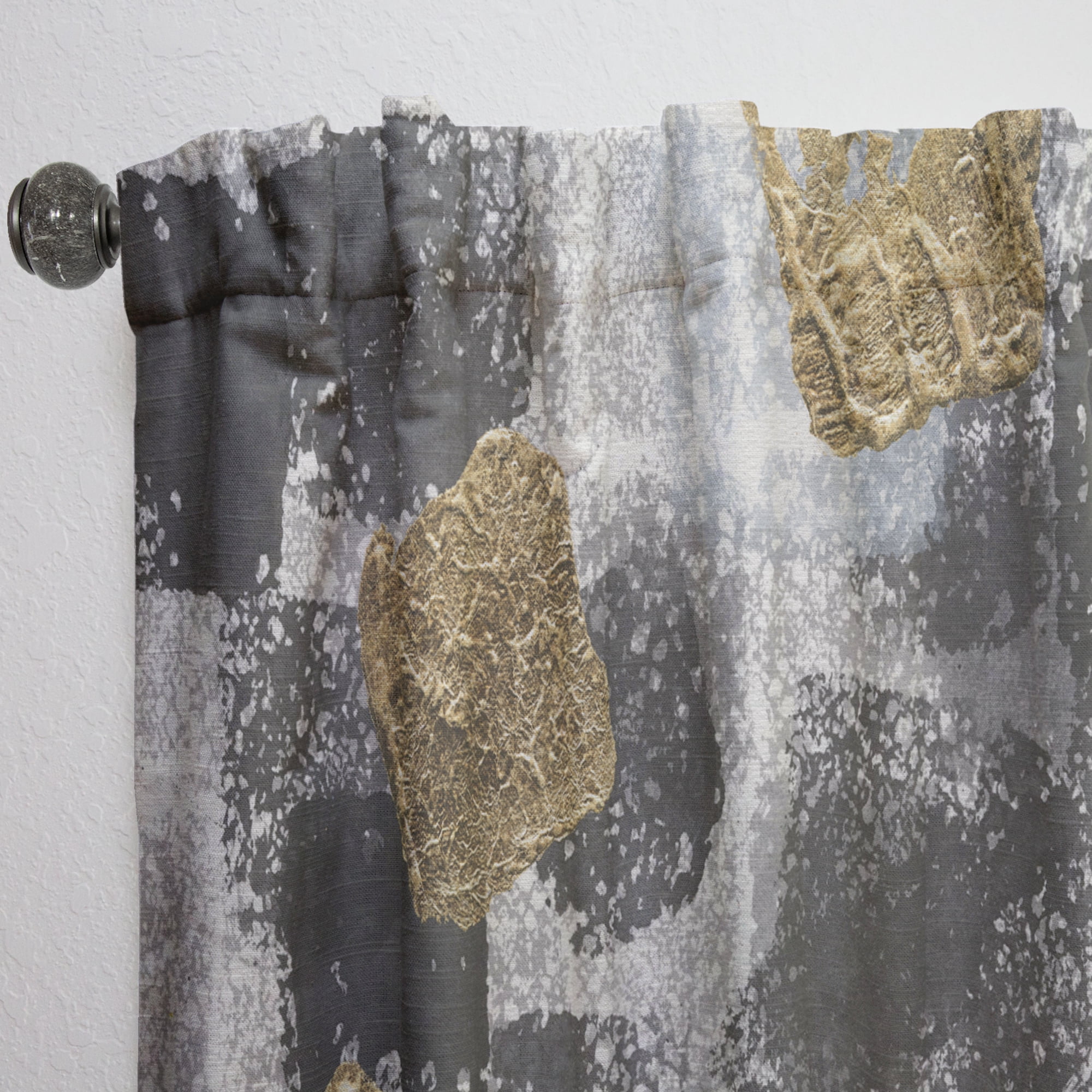 Designart 'Abstract Gold Glamour Squares I' Modern Curtain Panel