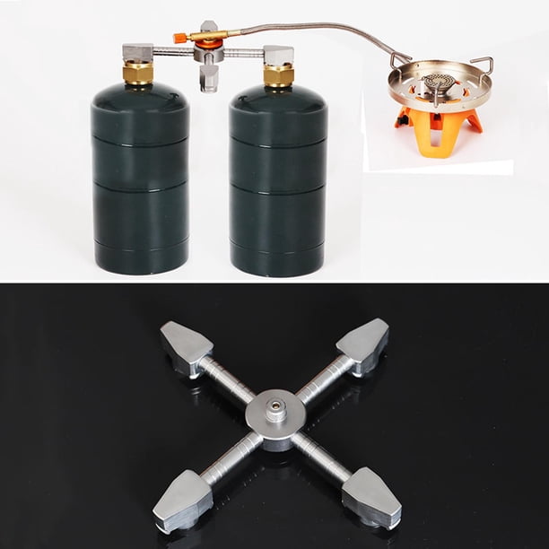 Adaptador de estufa portátil, conector de quemador, conversión de de Gas de aluminio para mochileros, Camping, exteriores, equipo de Cola Adaptador de estufa al aire libre