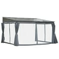 thumbnail image 2 of Outsunny 10' x 13' Outdoor Patio Gazebo with Sloping Polycarbonate Roof, Durable Aluminum Frame, & Netting Curtain, 2 of 8