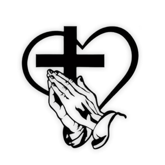 IFRINID 11.5In Metal Christian Heart and Cross Wall Art, Praying Hands Iron Sculpture for Indoor Outdoor Home Living Room Patio Office Farmhouse Decor