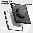 thumbnail image 3 of Case for iPad Pro 13 (M4/M5) 2024/2025 with 360 Rotating Stand, Shoulder Strap, Heavy Duty Shockproof Cover, Black, 3 of 7
