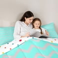 thumbnail image 5 of Feelyou Stripe Line Waves Full Size Comforter Sets, Cyan Abstract Bedding Sets, 3pcs, 5 of 8