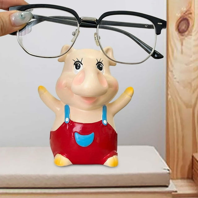 Soporte para gafas con forma de cerdo - Divertido soporte para gafas, soporte para gafas de sol, escultura de animal para la oficina, escritorio, esta