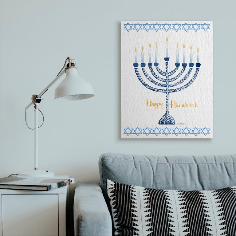 Stupell Victorian Happy Hanukkah Holiday Menorah Canvas Art photo 3