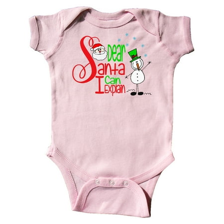 

Inktastic Dear Santa I Can Explain Cute Snowman and Snowflakes Gift Baby Boy or Baby Girl Bodysuit