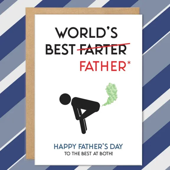 World's Best Farter Father's Day Card – Hilarious Gag Card for Dad with Envelope – Fun Gift for Dad on Father’s Day