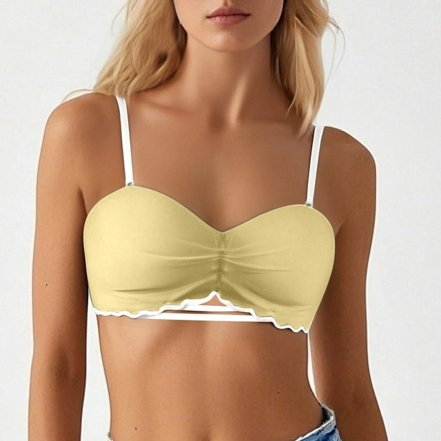 HUITKMM Soutiens-Gorge en Coton Demi-Bonnets Sans Couture pour Femmes avec Petite Poitrine Rassemblée et Grande Poitrine Sans Armature Soutien-Gorge Sans Bretelles