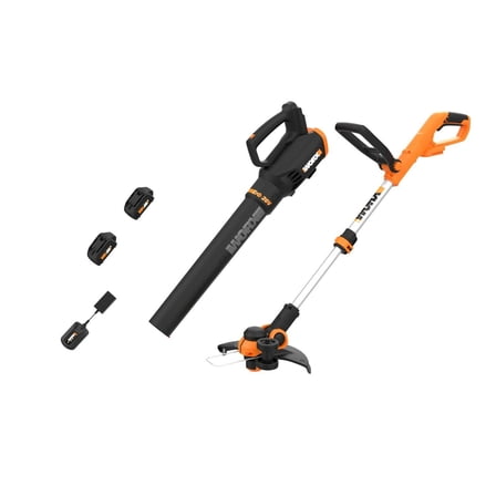 Worx WG929 20V Power Share 12" Cordless String Trimmer & Turbine Leaf Blower Combo (Batteries & Charger Included)