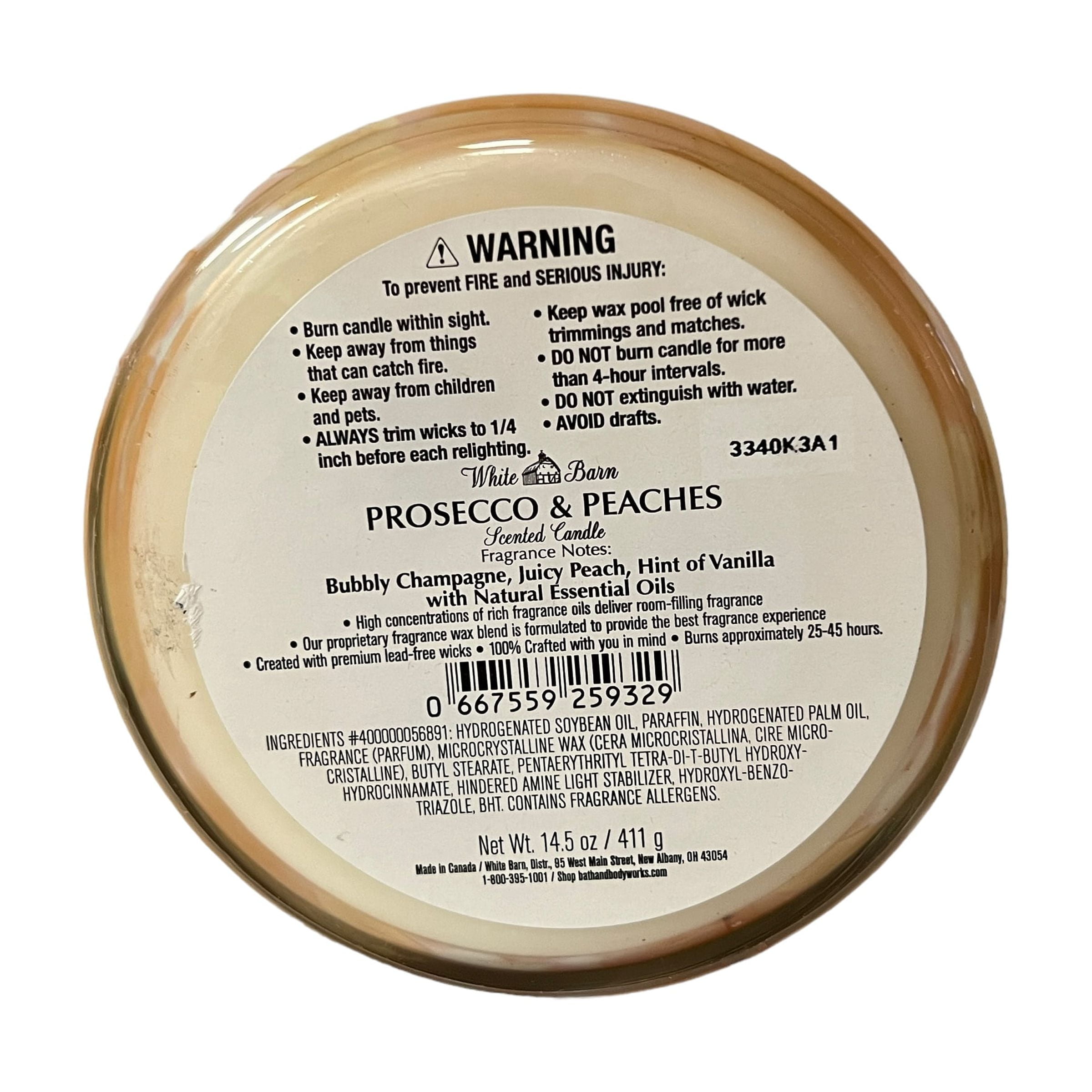 Bath & Body Works Prosecco & Peaches Scented 3 Wick Candle 14.5 oz