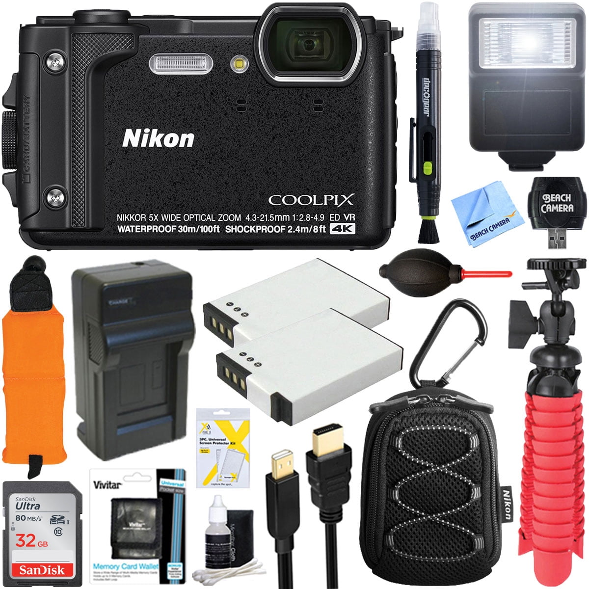 Nikon COOLPIX W300 16MP 4k Ultra HD Waterproof Digital Camera (Black