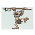 thumbnail image 1 of Skull Cutting Board, Prehistoric Witch Doctor Holding a Staff with a Skull in His Hands Illustration, Decorative Tempered Glass Cutting and Serving Board, Large Size, White and Brown, by Ambesonne, 1 of 1
