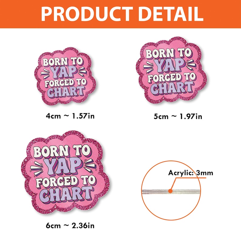 TiniDecor Born to Yap Forced to Chart Badge Reel, Pink Retractable ID Holder, Funny Nurse Gift