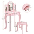thumbnail image 2 of Ktaxon Kids' Wooden Vanity Table and Stool Set with LED Lights, Princess Makeup Dressing Table,Children's Furniture, Pink, 2 of 11