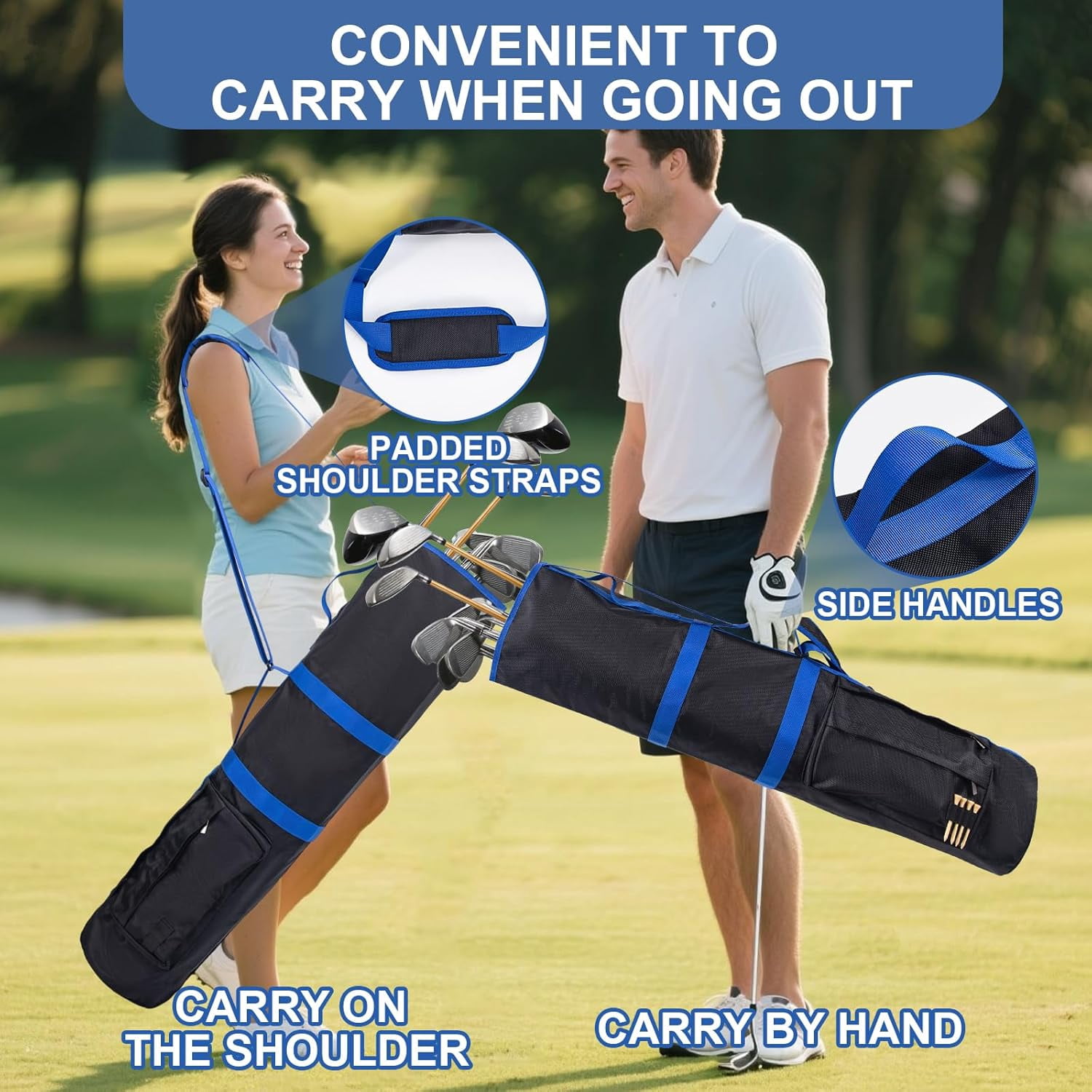 YXMEIGUO Small Golf Bag, Portable Golfer Travel Bag, Lightweight Golf Bag with Adjustable Strap, Sunday Golf Bags for Men and Women, Black