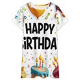 thumbnail image 3 of Happy Birthday Balloons And Cake Women Nightgown Sleepwear Short Sleeves For Vacations Travels Nightgowns Women's Pajamas, 3 of 7