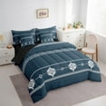 thumbnail image 7 of Manfei Tribal Aztec Bedding Full Size, Western Geometric Bed Set, Steel Blue Reversible Bedding Sets Full Size, Microfiber Bedroom Decor, 7 Pieces, 7 of 7