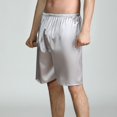 thumbnail image 3 of Defitshape Men's Satin Sleep Shorts Boxers Underwea Pj Pajama Bottom Casual Nightwear Bunched Loungewear Cool Summer Elastic Silver X-Small, 3 of 5