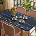 thumbnail image 3 of Rustic Botanical Table Cloths for 6 Foot Rectangle Tables, Japanese Herb on Black Simple Art Patio Waterproof Elastic Fitted Tablecloths, Washable Rectangular Table Cover for Camping, 3 of 8