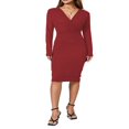 thumbnail image 1 of PENGXIANG Élégante Robe Midi Couleur Unie avec Col en V Profond et Manches Longues pour Femme, 1 of 9