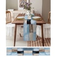 thumbnail image 3 of Ldtrchee Blue Brown Table Runner 48 Inches, Modern Abstract Art Geometric Bed Runner Dresser Scarves Tabletop for Indoor Outdoor Parties/Ceremony/Banquet, 13" x 48", 3 of 8