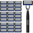 thumbnail image 2 of 7-layers Manual Men's Razor, Stainless Steel Blades Razor for Men with Precision Trimmer, Metal Razor Holder (1Handle and 24Blades), 2 of 7