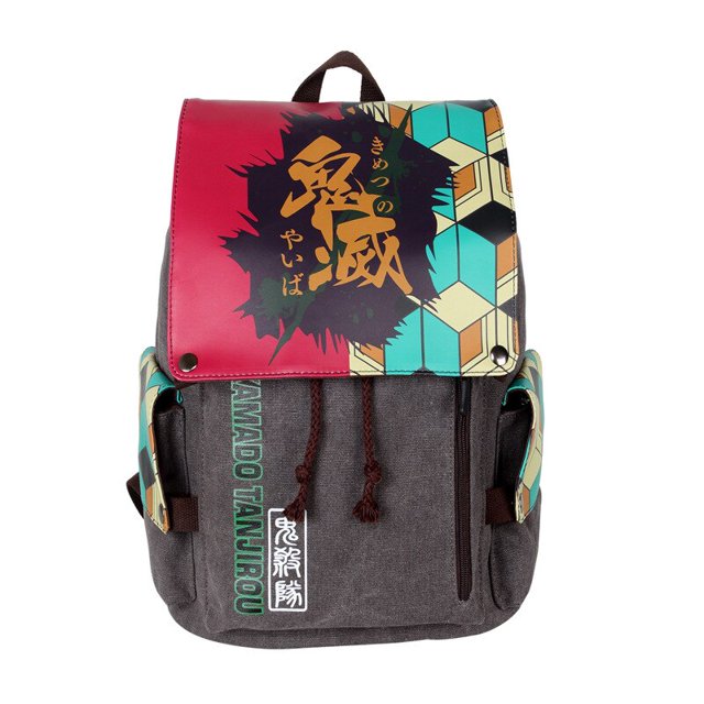 Mochila de Anime Demon Slayer, mochila escolar para niñas y niños, mochila de viaje grande, mochilas escolares de lona Nezuko para estudiantes adolescentesTomioka Giyu Deng Xun unisex