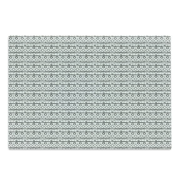 Black and White Cutting Board, Grunge Composition of Oriental Geometric Motifs Triangles and Stripes, Decorative Tempered Glass Cutting and Serving Board, Large Size, Black White, by Ambesonne