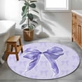 thumbnail image 3 of Small Round Rug 3Ft Washable Non-Slip, Purple Bow Circle Area Rugs for Living Room Bedroom, Cute Bowknot Simple Pure Color Indoor Floor Mats Carpet Runner for Home Decor, 3 of 8