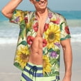 thumbnail image 5 of Lsque Sunflower Cornflower Poppy pattern Hawaiian Shirt for Men, Unisex Summer Beach Casual Short Sleeve Button Down Shirts-X-Large, 5 of 9