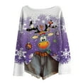 thumbnail image 5 of Arlun Christmas Sweaters for Women 2025 Funny Xmas Graphic Printed Knit Sweater Long Sleeve Loose Crewneck Pullover Tops Fall Winter Soft Comfy Warm Holiday Sweatshirts Purple2 XXXL, 5 of 5