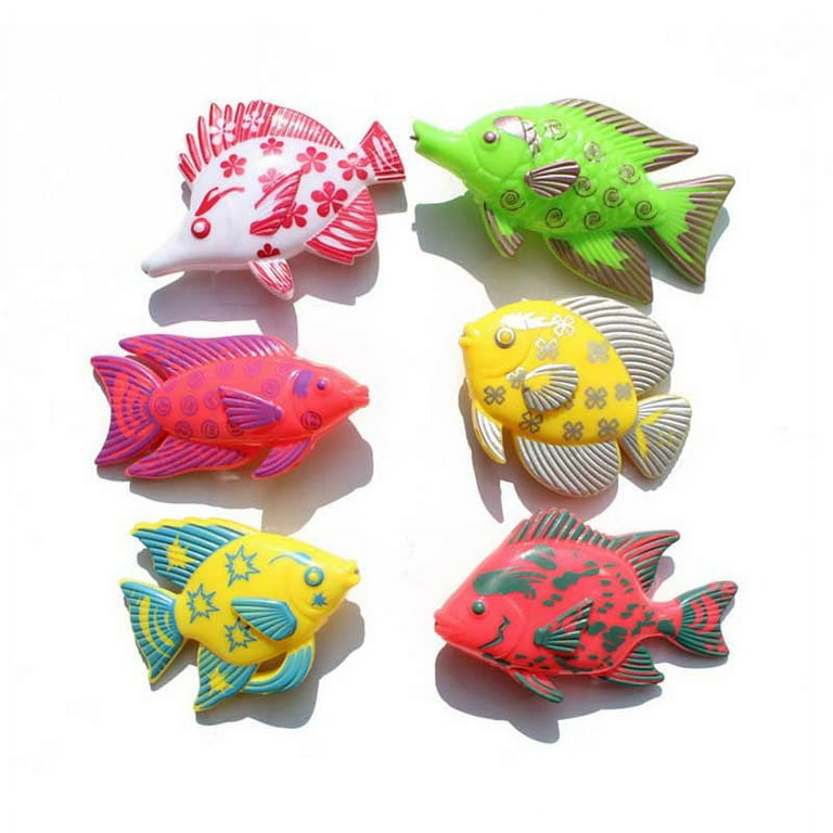 6pcs Children's Magnetic Fishing Toy Plastic Fish Outdoor Indoor Fun Game Baby Bath with Fishing Rod Toys