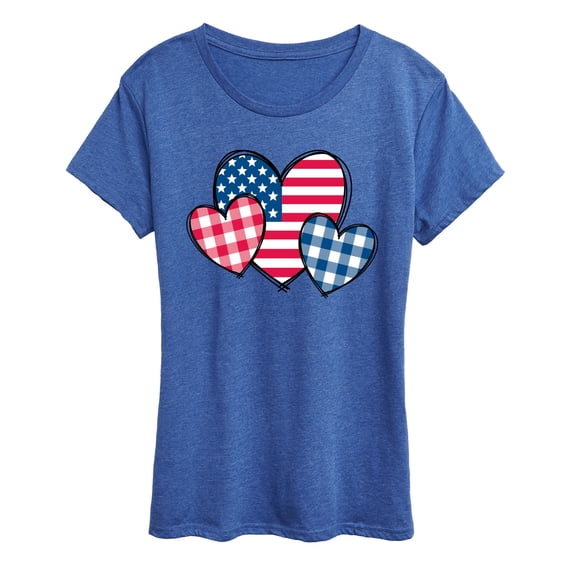 Instant Message - USA Patterned Hearts - Women's Short Sleeve Graphic T-Shirt