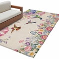 thumbnail image 2 of 3'x5' Area Rugs, Watercolor Flowers Indoor Outdoor Area Rug for Living Room Bedroom, Spring Hummingbird Butterflly Floral Beige Washable Bathroom Rugs Kitchen Floor Carpet Mats Home Decor Aesthetic, 2 of 8