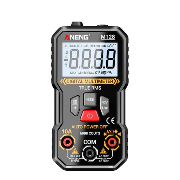 ANENG Multi-function Digital Multimeter NCV Voltage Tester AC/DC Voltage Current Meter Resistance Capacitance Diode Test Live Wire Check Battery Detection Auto Shut Off On/Off Beep ,Black