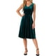 thumbnail image 1 of Vestido sin mangas de terciopelo de cintura alta con cuello en V, estilo A-Line, para cóctel midi, color verde, de INSPIRE CHIC, 1 of 6