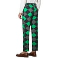 thumbnail image 3 of INSPIRE CHIC Men's Casual Geometric Printed Color Block Flat Front Dress Pants 34 Black Green, 3 of 7