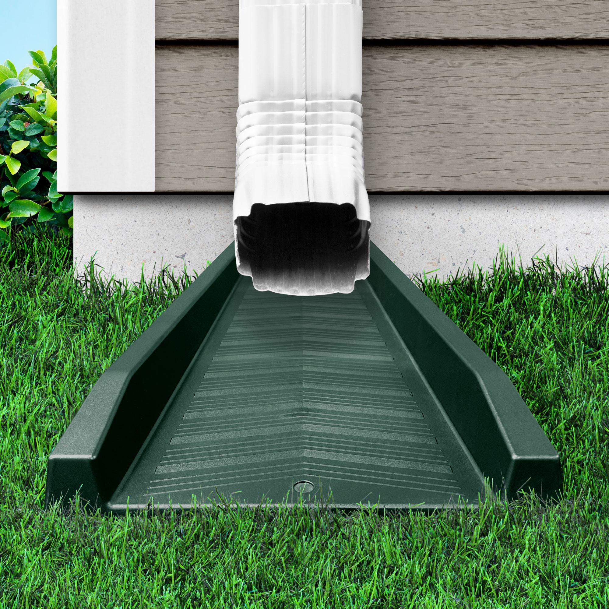 Green Rain Run Downspout Splash Block - 100% Recycled, Made In USA - Master Mark Plastics