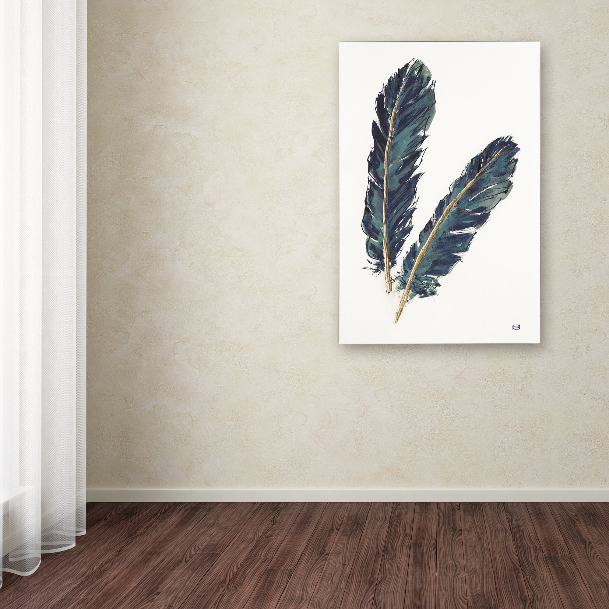 Trademark Fine Art 'Gold Feathers IV Indigo' Canvas Art by Chris Paschke