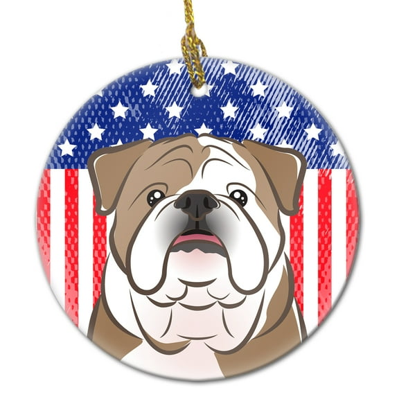 Carolines Treasures BB2149CO1 American Flag & English Bulldog Ceramic Ornament
