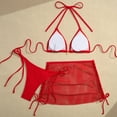 thumbnail image 5 of Swimsuits For Women Sevevn Women's Bikini Swimsuit Three-piece Swimsuit Red S, 5 of 9