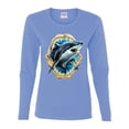 thumbnail image 2 of Ocean Shark Big Mouth Womens Graphic Long Sleeve T-Shirt, Light Blue, Medium, 2 of 3