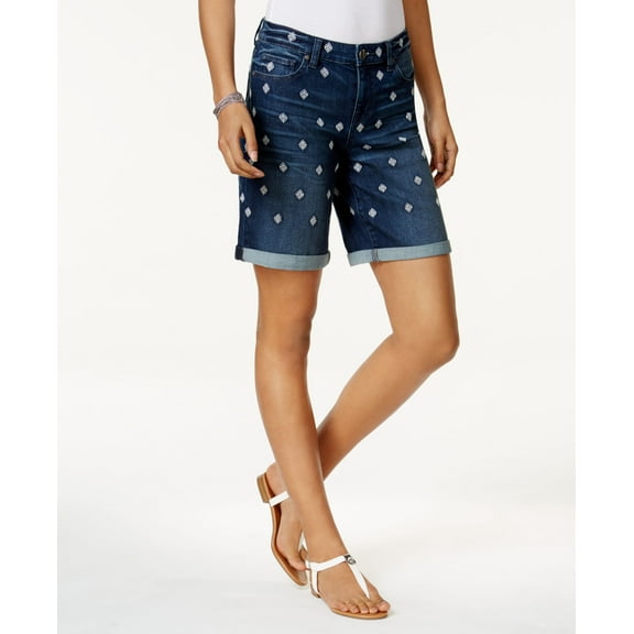 Style & Co Embroidered Denim Shorts Palm 16