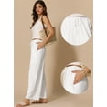 thumbnail image 2 of DARING DIVA Women's High Waist Drawstring Palazzo Pants S White, 2 of 6