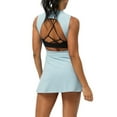 thumbnail image 3 of Womens Tennis Dress with Built in Shorts Workout Athletic Rompers Open Back Skort Dress Ice Blue M, 3 of 7